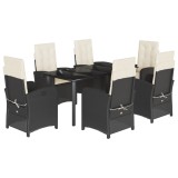 VidaXL Set mobilier de grădină cu perne, 7 piese, negru, poliratan