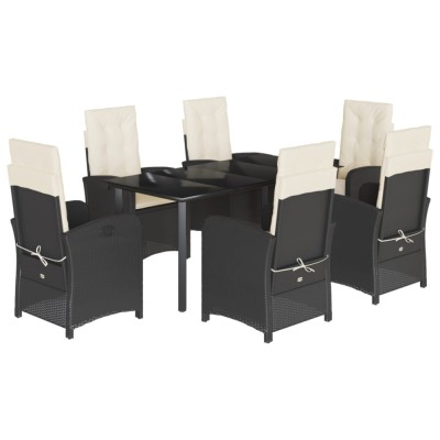 vidaXL Set mobilier de grădină cu perne, 7 piese, negru, poliratan 3212305 foto