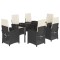 vidaXL Set mobilier de grădină cu perne, 7 piese, negru, poliratan 3212305