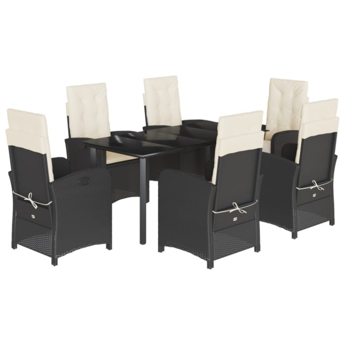 vidaXL Set mobilier de grădină cu perne, 7 piese, negru, poliratan 3212305