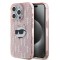 Husa pentru iPhone 15 Pro - Karl Lagerfeld IML Luxury (KLHCP15LHKLPCHP) - Pink Choupette Head&amp;Monogram