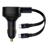 &Icirc;ncărcător auto 2in1 33W 2x USB C de sex masculin Enjoyment - negru Baseus