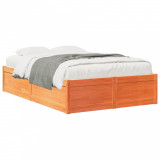 Cadru de pat, maro ceruit, 135x190 cm, lemn masiv de pin GartenMobel Dekor, vidaXL