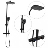 vidaXL Set de duș cu două capete, mixer și furtun, negru, alamă