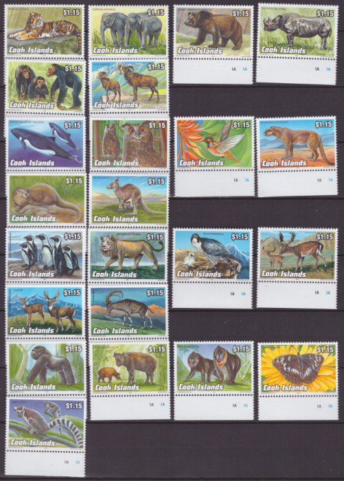 35-COOK ISLANDS-1992-Animale-4 serii complete 23 timbre nestampilate MNH