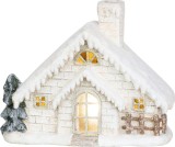 Casa decorativa de Craciun cu horn, ceramica, LED, 40 cm