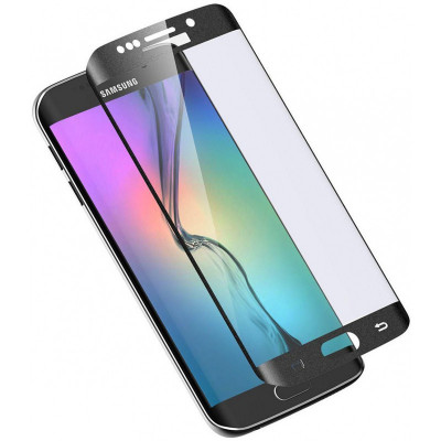 Folie Protectie ecran antisoc Samsung Galaxy S6 edge G925 Tempered Glass Full Face Neagra Glitter Blueline foto