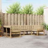 vidaXL Set de canapele de exterior cu pernă 6 pcs Alb și Bej 3389023