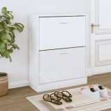 VidaXL Pantofar, alb extralucios, 63x24x81 cm, lemn compozit