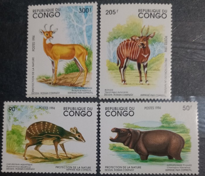 CONGO 1994 animale sălbatice, cerb serie 4v. Nestampilata