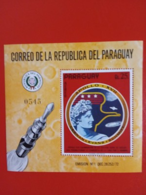 PARAGUAY, APOLLO XVII - COLIȚĂ MNH foto