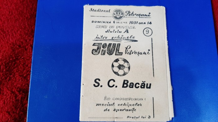 program Jiul - SC Bacau