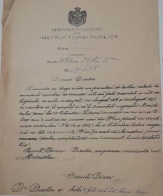 1887 Document Ministerul Cultelor si Instructiunii semnat olograf Spiru HARET D1 foto