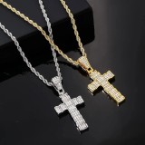 Cumpara ieftin Lant din Inox Placat Auriu sau Argintiu&ndash; Cruce Masiva, Bijuterie Hip-Hop