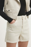 Cumpara ieftin Answear Lab pantaloni scurti jeans femei, culoarea bej, neted, high waist