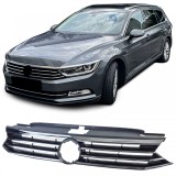 Grila radiator neagra cu benzi cromate, potrivita pentru VW Passat B8 3G pre-facelift 2014-2019 Performance AutoTuning