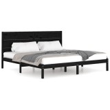 Cumpara ieftin Cadru de pat, negru, 200x200 cm, lemn masiv de pin