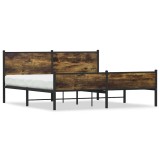 Cumpara ieftin Cadru pat metalic fara saltea, stejar fumuriu, 160x200 cm