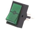 Comutator Rocker ON-OFF 30A 12V Verde cu Neon