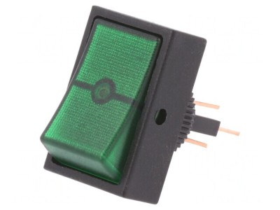 Comutator Rocker ON-OFF 30A 12V Verde cu Neon foto