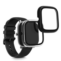 Set 2 Huse pentru Xiaomi Amazfit GTS 2 Mini, kwmobile, Sticla securizata, Negru / Transparent, 56690.03 foto