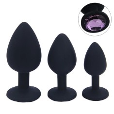 Set dildo Black Silicone Purple Diamond