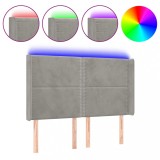 Cumpara ieftin Tablie de pat cu LED, gri deschis, 147x16x118/128 cm, catifea