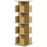 HOMCOM Bibliotecă rotativă cu 4 niveluri, etajeră de depozitare cu 16 compartimente, 39 x 39 x 128,3 cm, stejar | Aosom Romania