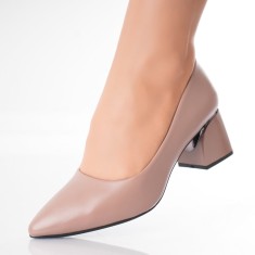 Pantofi dama cu toc Nude din Piele Ecologica Nerina, 37