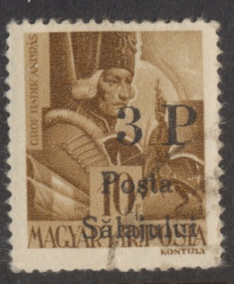 Ardealul de Nord 1945 Posta Salajului timbru 3P pe 10f reprint matrita originala foto