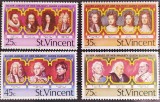 BC230, ST.Vincent 1977, 4 timbre regi, regine Anglia