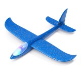 Avion planor polistiren 47 cm cu lumini led, albastru &acirc; jucarie zburatoare outdoor copii