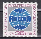 Germania RDG 1974 - 25 de ani de la Primului Congres Mondial pentru Pace, MNH
