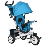 HOMCOM Triciclu pentru copii, Bicicleta pentru copii, Cos pe spate, Suport pentru pahar, Parasolar, Metal, Albastru | Aosom Romania