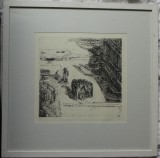 Gravura originala a artistului austriac Alexander Str&ouml;ck din Viena, exemplar 2 / 25, seria Simturile, Scene gen, Cerneala, Impresionism
