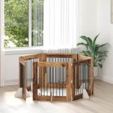 vidaXL Poartă pentru c&acirc;ini cu suporturi 6 pcs Lemn vechi 80 x 80 cm 892089