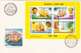 1992 LP 1282 EUROPA-CEPT &#039;92 -500 ANI DESCOPERIREA AMERICII BLOC /PLIC PRIMA ZI