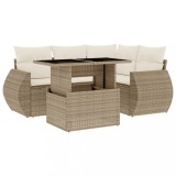 Cumpara ieftin Set canapele de gradina cu perne, 5 piese, bej, poliratan