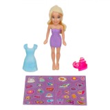 Set Păpuși, Mini Pocket Dolls, Rochie și Accesorii, Multicolor, 4 Bucăți, Plastic, Oem