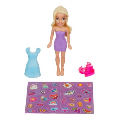 Set Păpuși, Mini Pocket Dolls, Rochie și Accesorii, Multicolor, 4 Bucăți foto