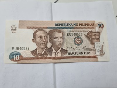 bancnota filipine 10 p 2001 foto