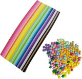 Set 1030 benzi de hartie origami, 27 de culori, 1 x 23.5 cm
