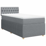 Cumpara ieftin Pat continental cu saltea, gri deschis, 80x200 cm, textil