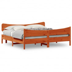 vidaXL Cadru de pat cu tăblie, maro ceruit, 180x200 cm, lemn masiv pin