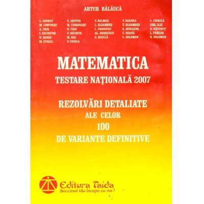 colectiv - Matematica. Testare nationala 2007. Rezolvari detaliate foto