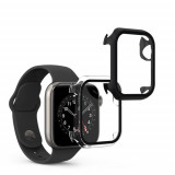 Set 2 huse kwmobile pentru Apple Watch 7 /Watch 6/Watch 5, Plastic, Negru/Transparent, 60128.01