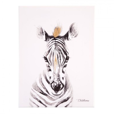 Pictura in ulei Childhome 30x40 cm, Zebra cu detalii aurii foto