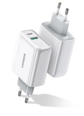 INCARCATOR retea Ugreen, &amp;amp;quot;CD170&amp;amp;quot; Quick Charge 36W, USB x 1, USB Type-C x 1, 5V/3.4A max, alb &amp;amp;quot;60468&amp;amp;quot; (timbru verde 0.18 lei) - 695 foto