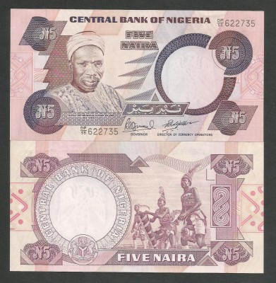 NIGERIA 5 NAIRA 1984 UNC [1] P- 24 ( hartie ) necirculata foto