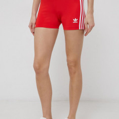 adidas Originals pantaloni scurți HC1958 femei, culoarea rosu, neted, high waist HC1958-VIVRED